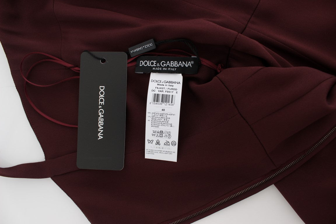 Robe longue fourreau stretch bordeaux Dolce & Gabbana