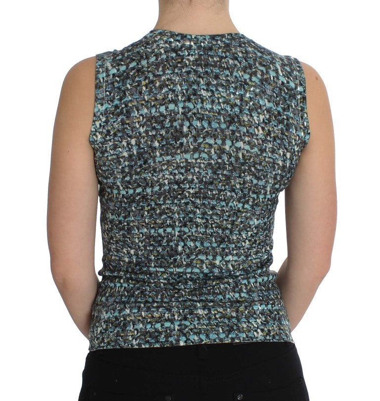 Pull sans manches en laine bleu Dolce & Gabbana