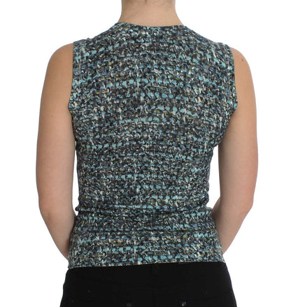 Pull sans manches en laine bleu Dolce & Gabbana