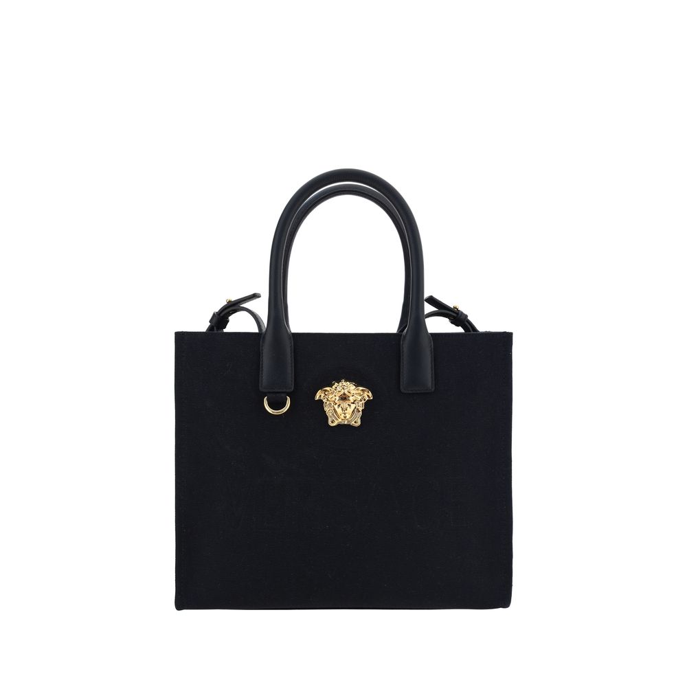 Bolso de hombro Versace de algodón negro