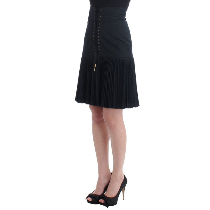 Roberto Cavalli Black Wool Mini Skirt