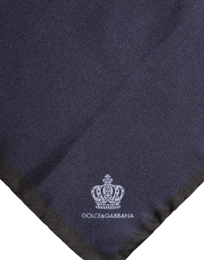 Foulard de seda cuadrado para hombre Dolce & Gabbana Blue DG Crown