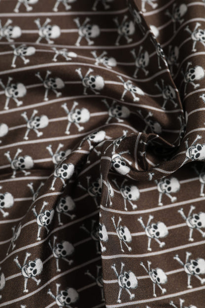 Dolce & Gabbana Brown Skull Silk Square Men Foulard Scarf