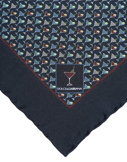 Foulard carré en soie bleu Dolce & Gabbana