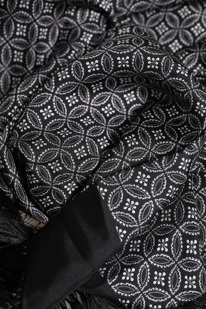 Fular Bufanda Hombre Dolce & Gabbana Negra Estampada con Flecos