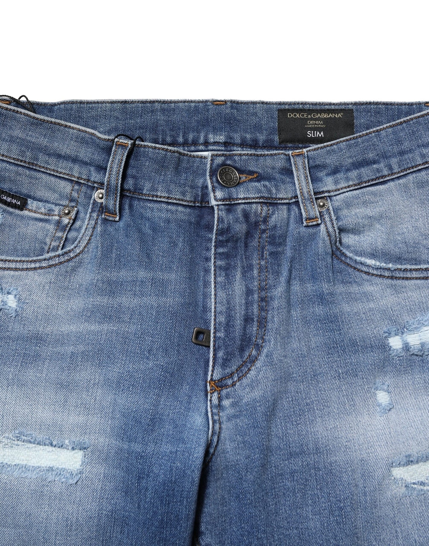 Dolce & Gabbana Blue Washed Cotton Skinny Men Denim Jeans