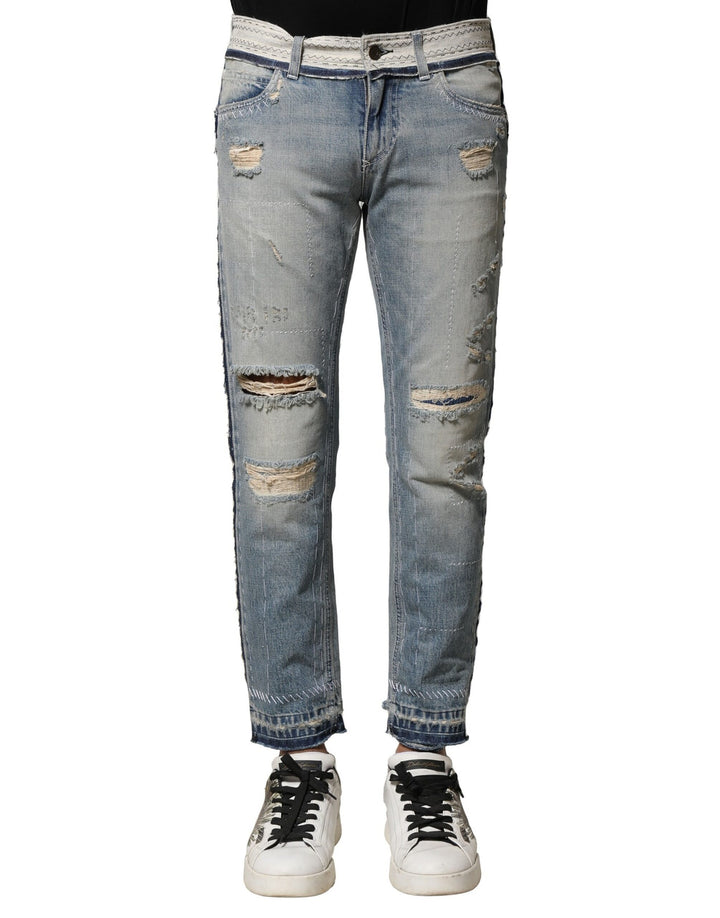 Dolce & Gabbana Light Blue Vaqueros Rectos Desgastados para Hombre