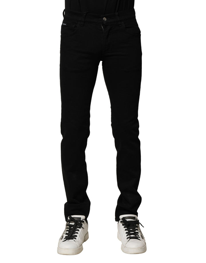Dolce & Gabbana Vaqueros ajustados de algodón elástico negros para hombre