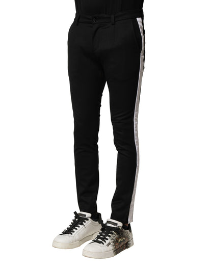 Dolce & Gabbana Black Wool Men Skinny Mid Waist Pants