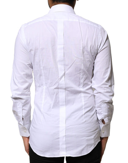 Dolce & Gabbana Camisa de vestir de manga larga en algodón blanco GOLD