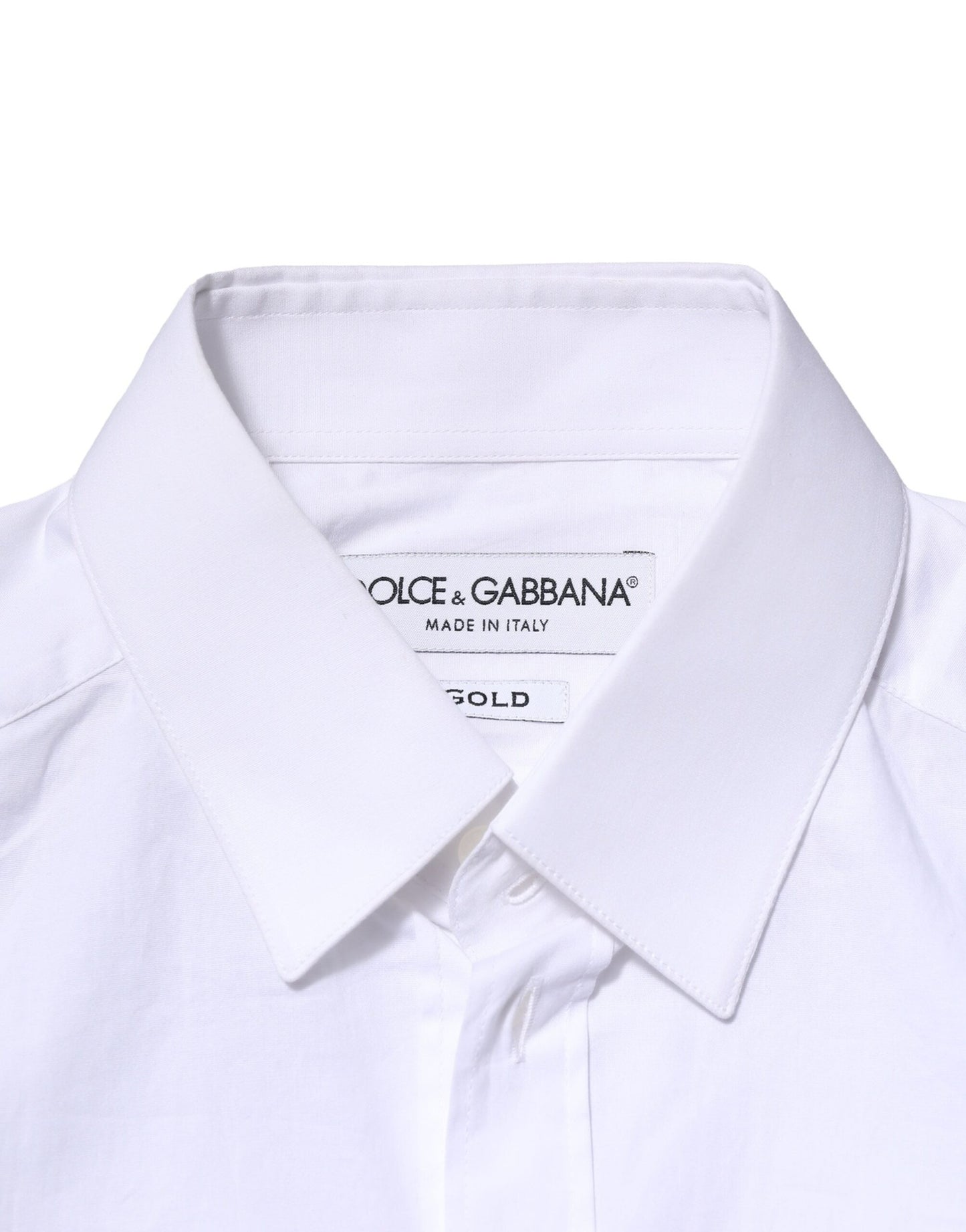 Dolce & Gabbana Camisa de vestir de manga larga en algodón blanco GOLD