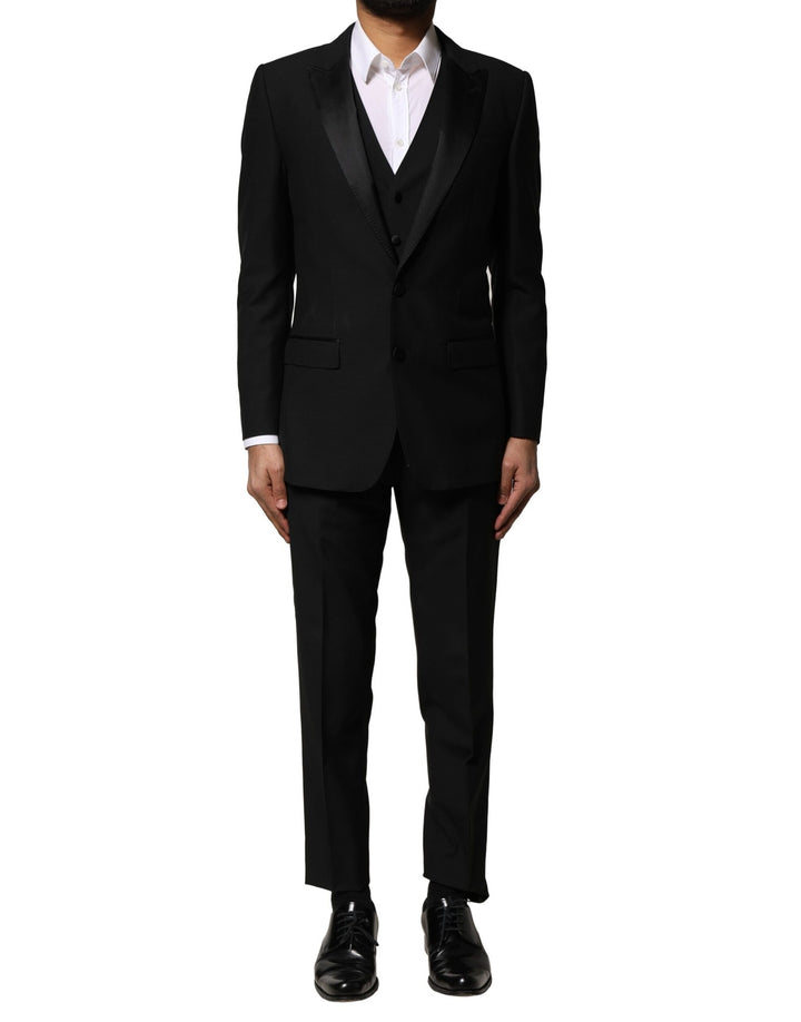 Traje de tres piezas Dolce & Gabbana de lana negra con botonadura simple