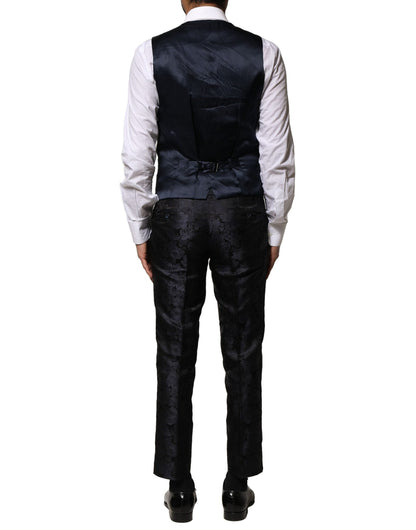 Dolce & Gabbana Black Jacquard 3 Piece Single Breasted Suit