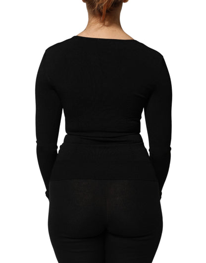 Haut pull Dolce & Gabbana noir à manches longues et col carré