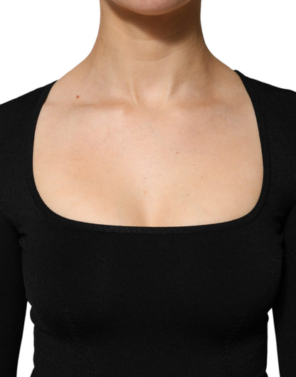 Haut pull Dolce & Gabbana noir à manches longues et col carré
