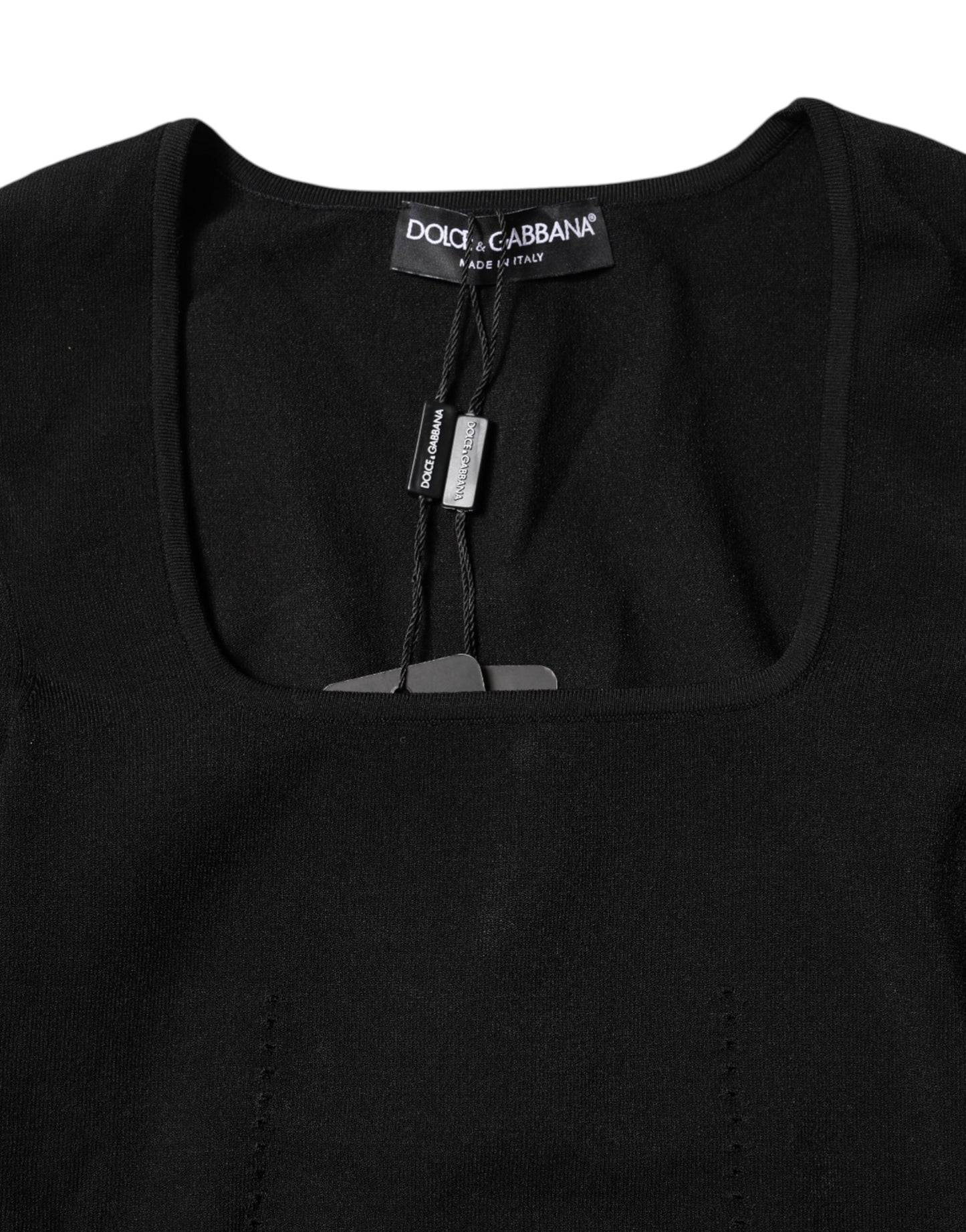 Haut pull Dolce & Gabbana noir à manches longues et col carré