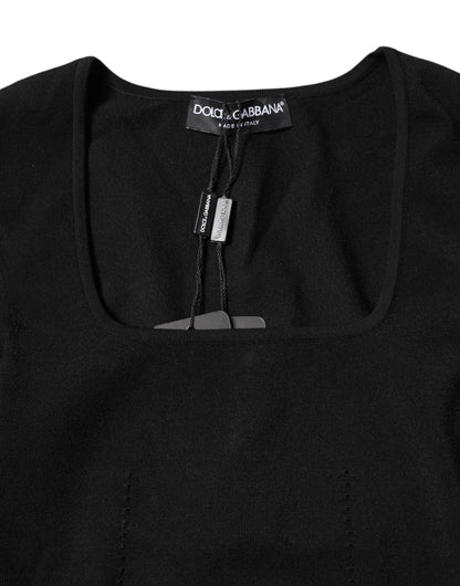 Haut pull Dolce & Gabbana noir à manches longues et col carré