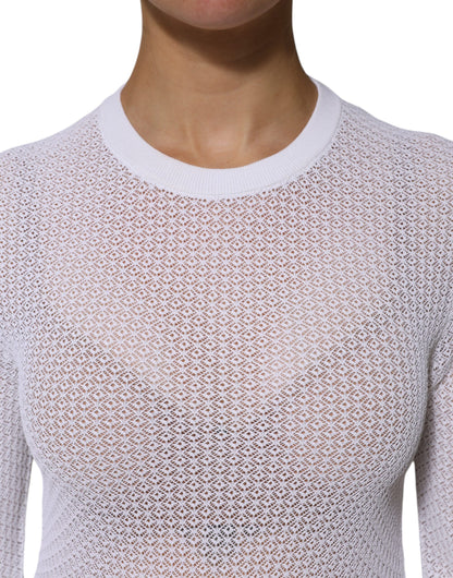 Top jersey de cuello redondo y manga larga blanco de Dolce & Gabbana