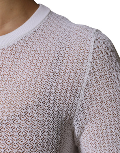 Top jersey de cuello redondo y manga larga blanco de Dolce & Gabbana