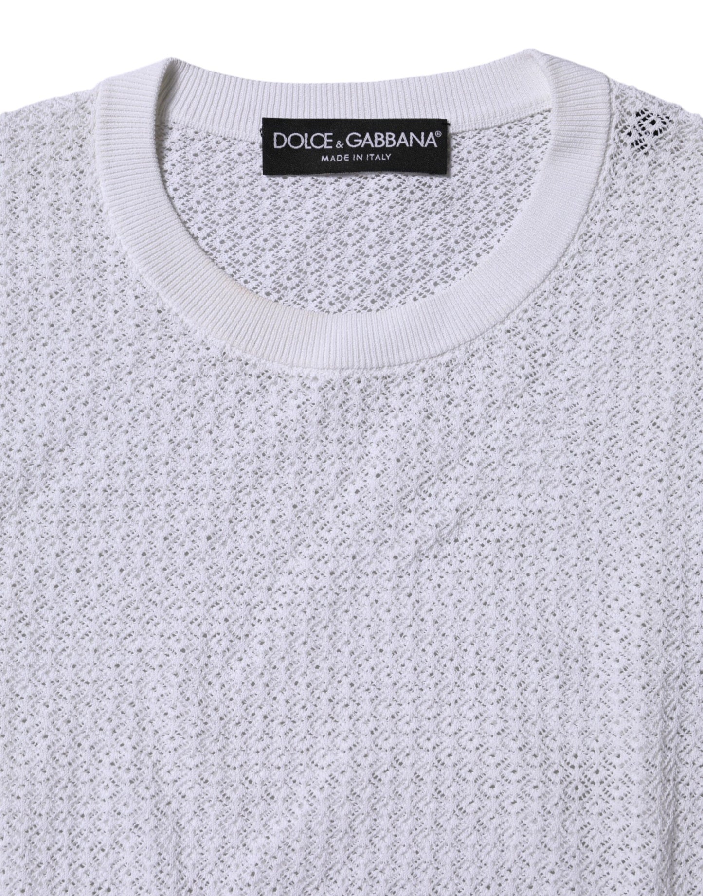 Top jersey de cuello redondo y manga larga blanco de Dolce & Gabbana