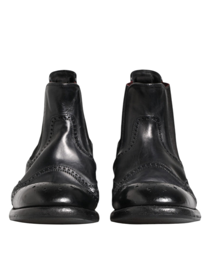 Bottes Chelsea Dolce & Gabbana en cuir noir à enfiler