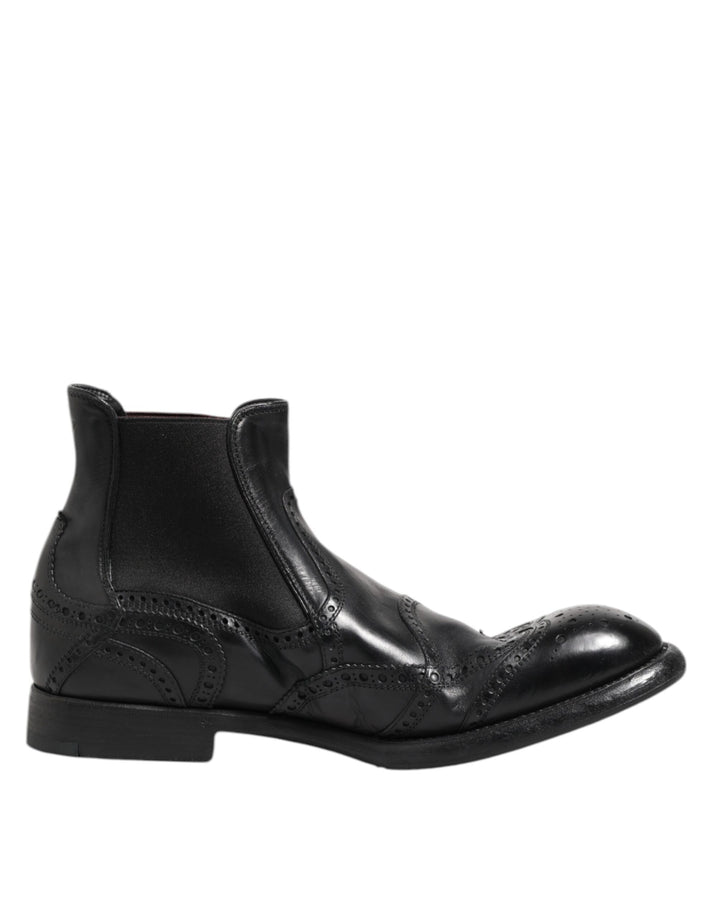 Bottes Chelsea Dolce & Gabbana en cuir noir à enfiler