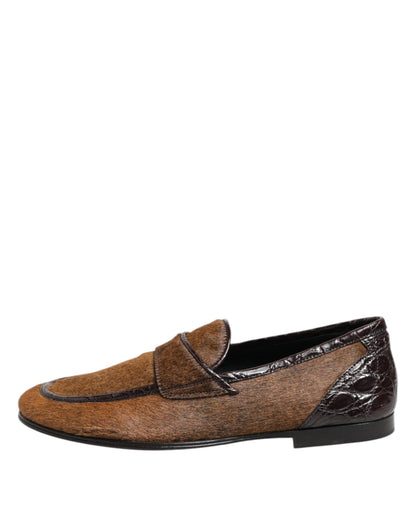 Dolce & Gabbana Brown Loafers Leather Slip On Men Dress Shoes