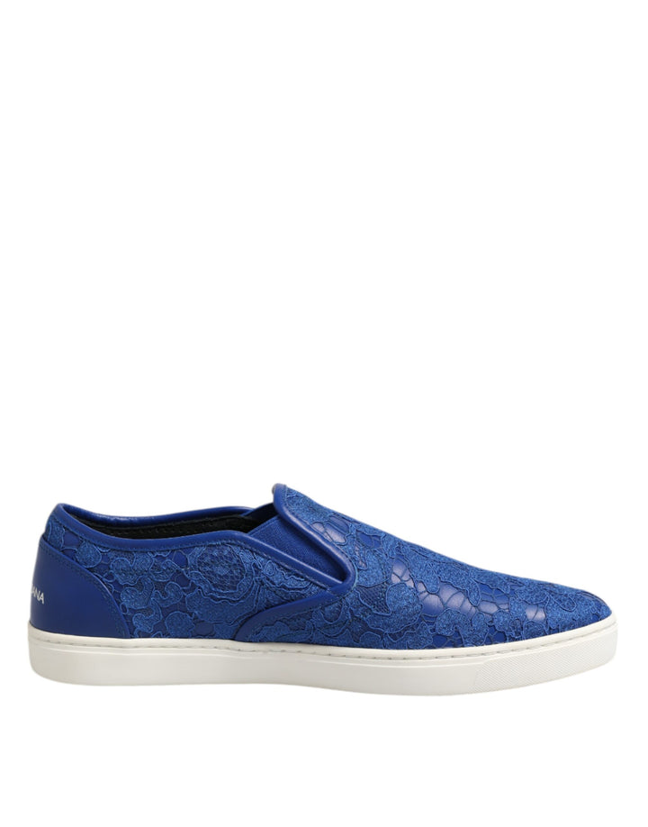 Zapatillas sin cordones Dolce & Gabbana de cuero azul con encaje