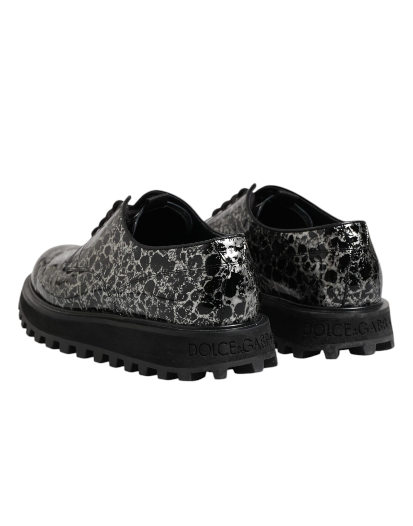 Dolce & Gabbana Black White Calfskin Chunky Derby Shoes
