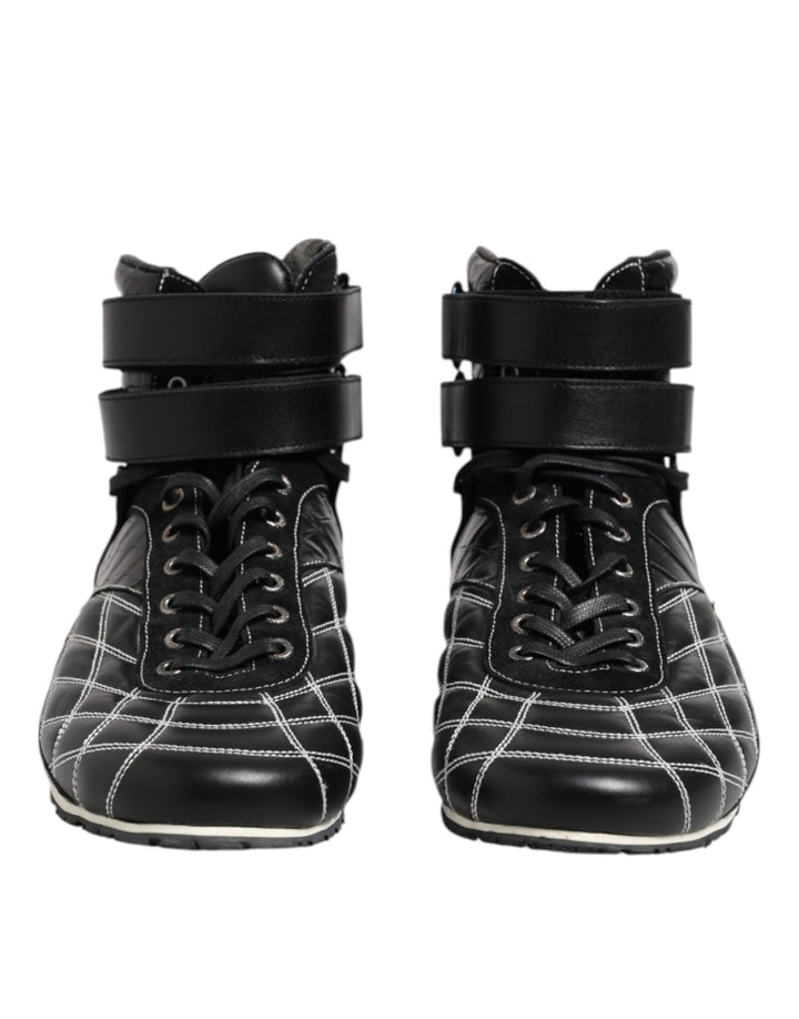 Zapatillas deportivas con cordones de piel guateada negra Dolce & Gabbana
