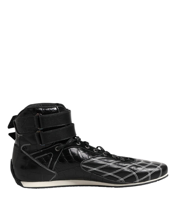 Zapatillas deportivas con cordones de piel guateada negra Dolce & Gabbana