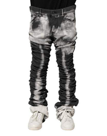 Jean droit en denim tie-dye noir Dolce & Gabbana
