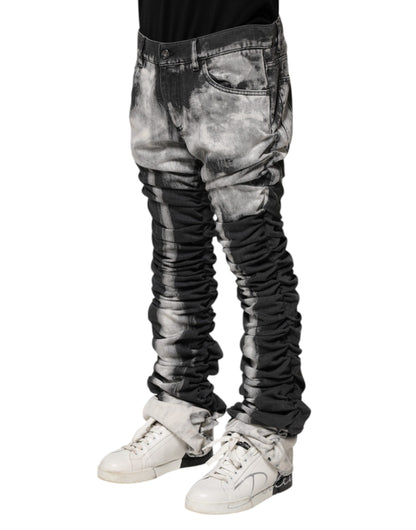 Jean droit en denim tie-dye noir Dolce & Gabbana