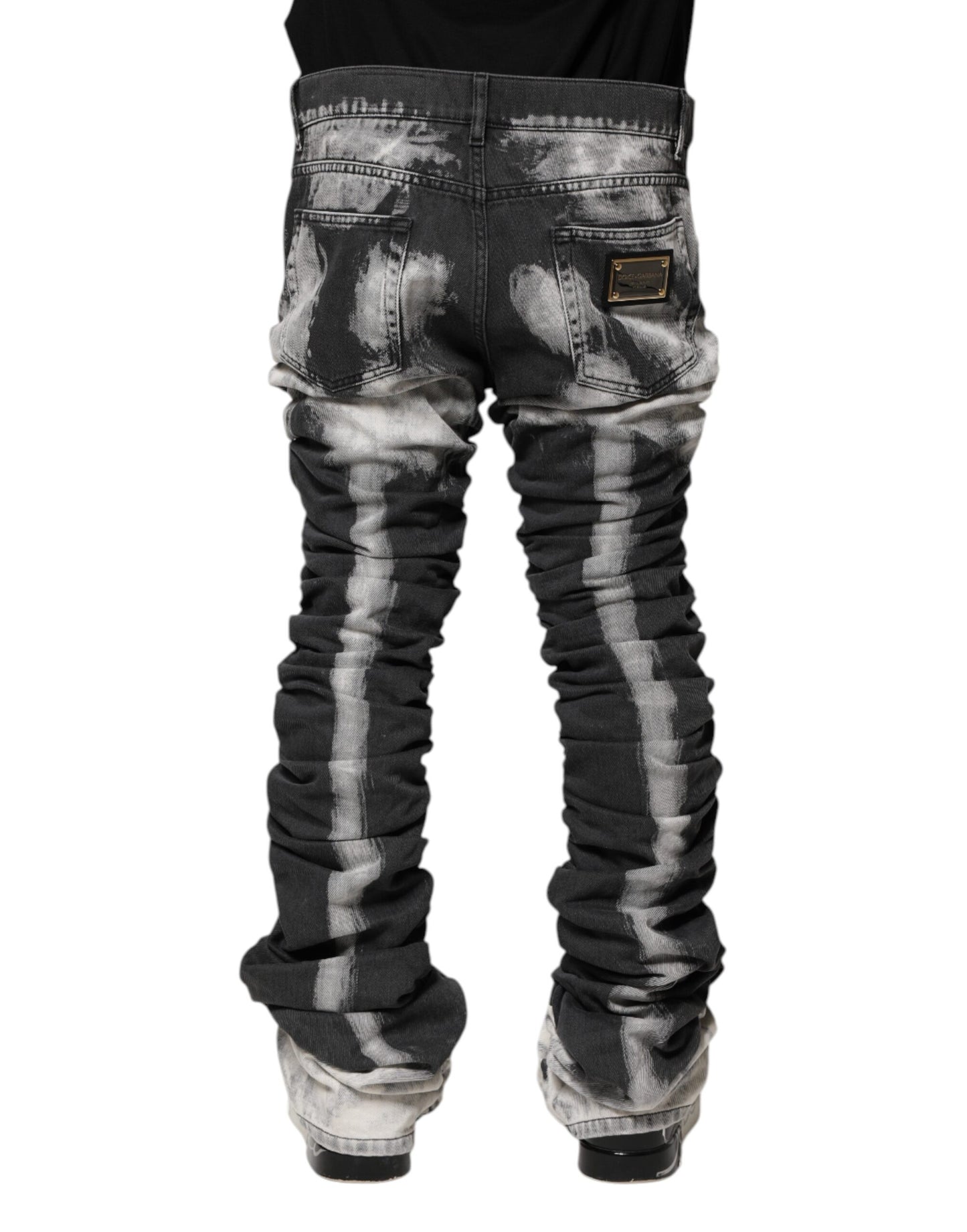 Jean droit en denim tie-dye noir Dolce & Gabbana