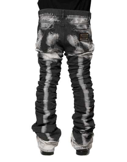 Jean droit en denim tie-dye noir Dolce & Gabbana