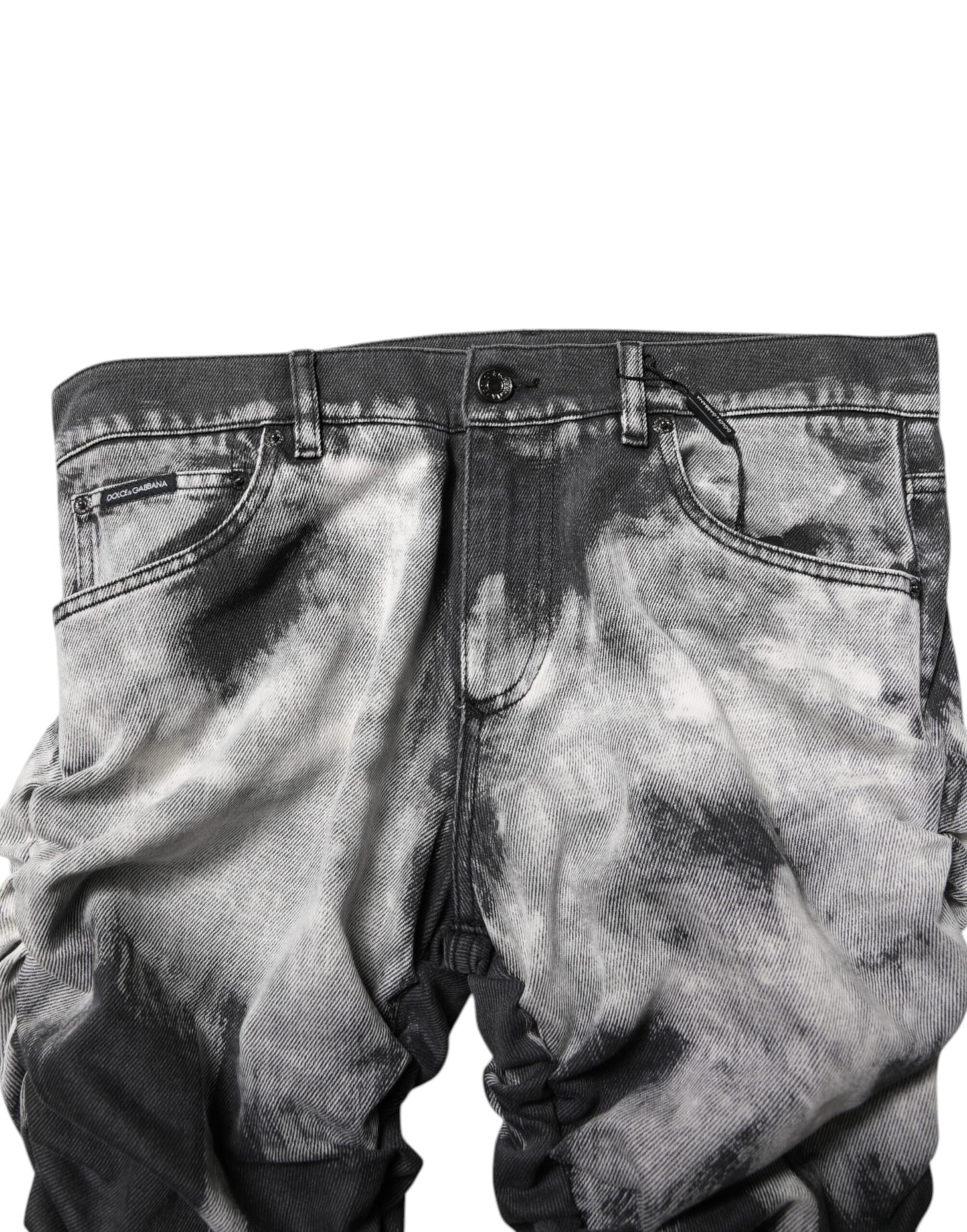 Jean droit en denim tie-dye noir Dolce & Gabbana