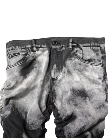 Jean droit en denim tie-dye noir Dolce & Gabbana