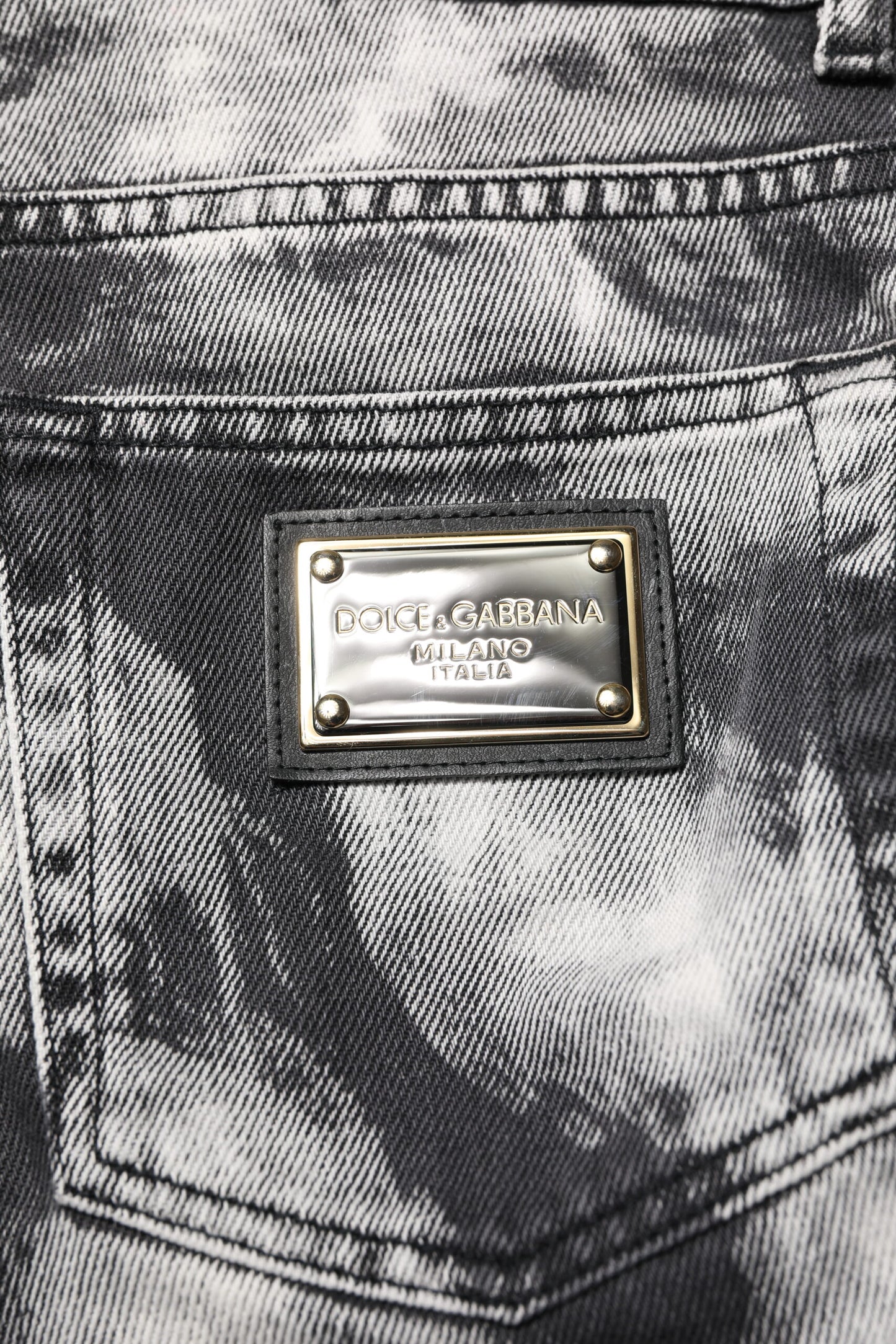 Jean droit en denim tie-dye noir Dolce & Gabbana