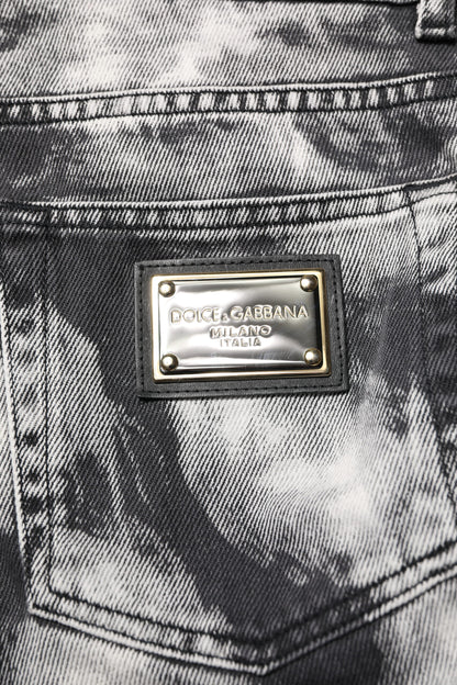 Jean droit en denim tie-dye noir Dolce & Gabbana