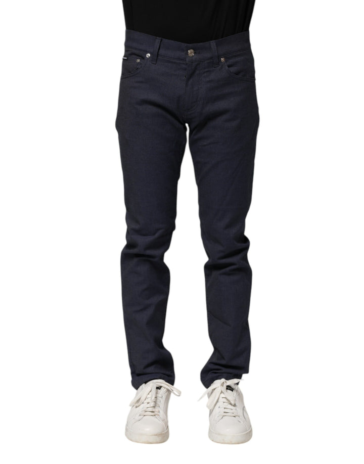 Jean slim en denim de coton bleu foncé Dolce & Gabbana