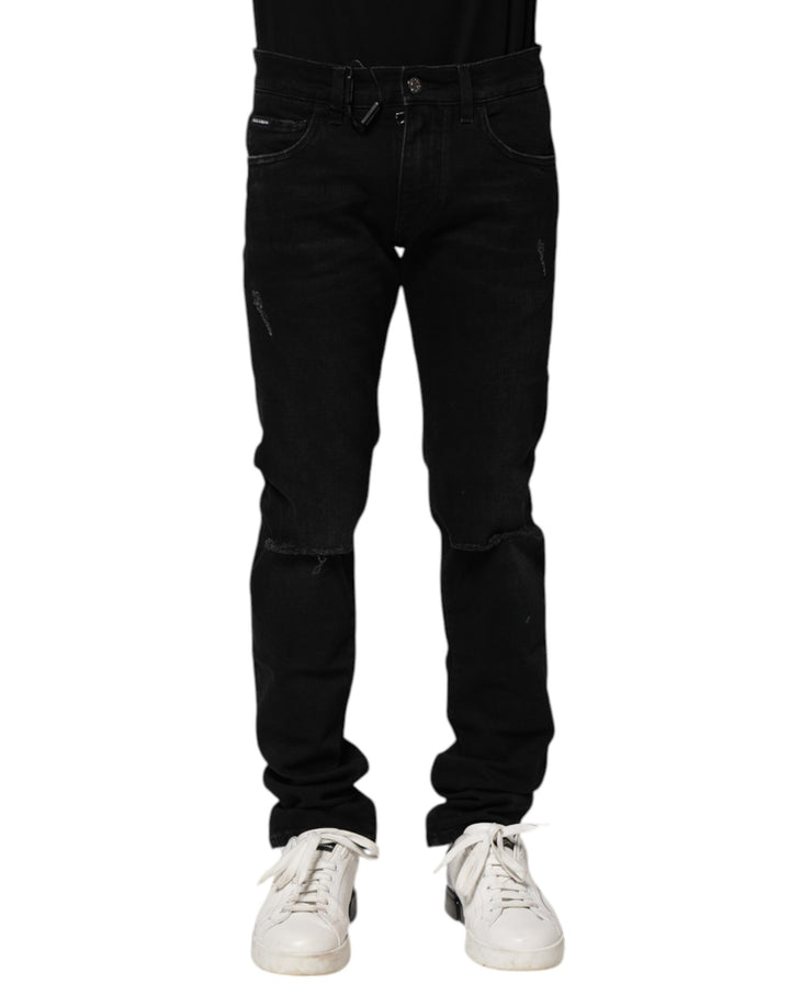 Jeans skinny en denim de coton noir Dolce & Gabbana pour homme
