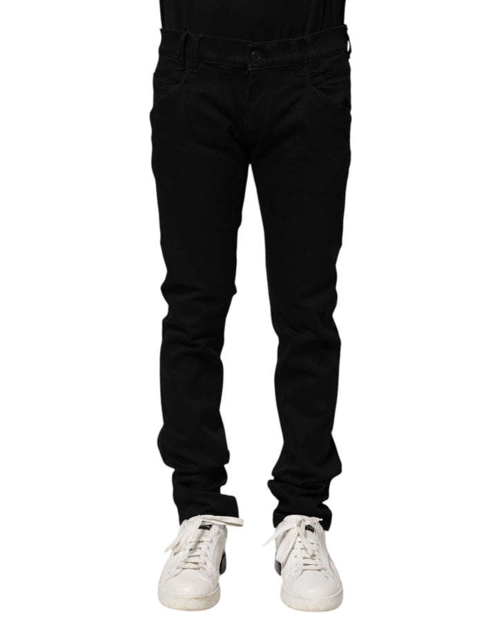 Jeans skinny en denim de coton noir Dolce & Gabbana pour homme
