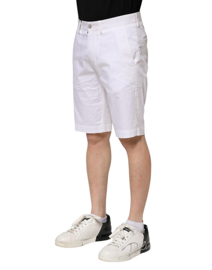 Dolce & Gabbana White Cotton Stretch Men Denim Bermuda Shorts