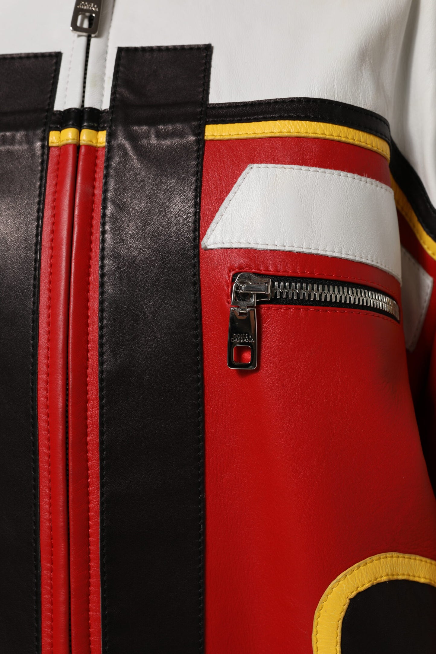 Blouson en cuir multicolore avec fermeture éclair intégrale Dolce & Gabbana