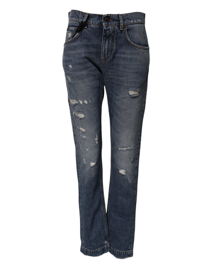 Pantalones vaqueros de algodón azul desgastados Dolce & Gabbana Boyfriend