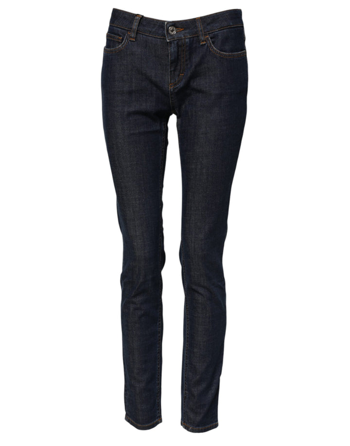 Vaqueros de mezclilla de algodón azules, pitillo y de talle medio de Dolce & Gabbana