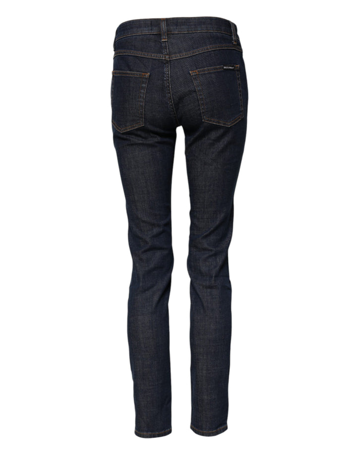Vaqueros de mezclilla de algodón azules, pitillo y de talle medio de Dolce & Gabbana