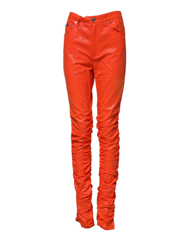 Jeans de mezclilla Dolce & Gabbana de algodón naranja de tiro alto
