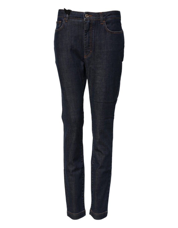 Vaqueros de mezclilla Dolce & Gabbana Blue Queen Patch AUDREY de talle medio
