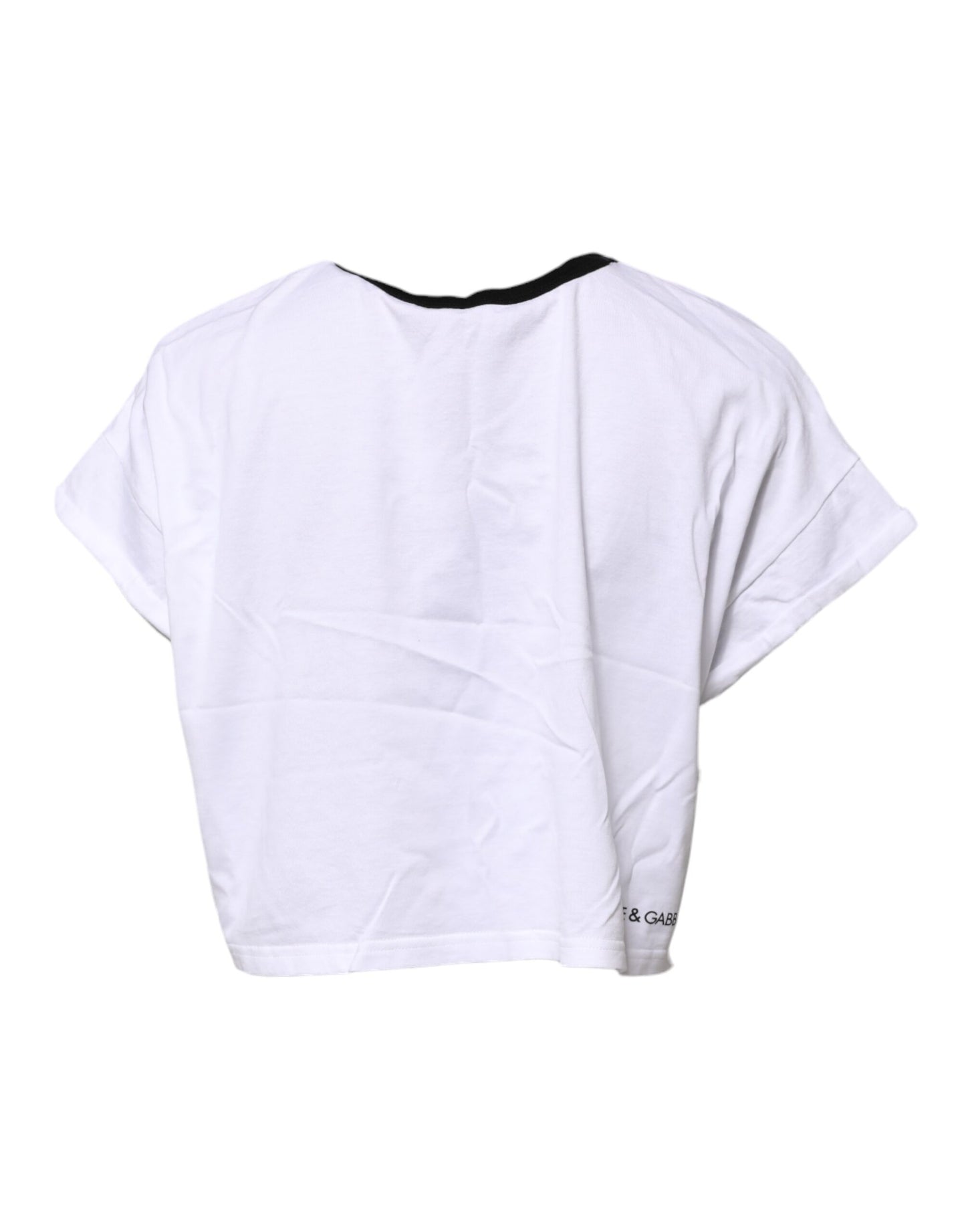 T-shirt court à col ras du cou et imprimé graphique blanc Dolce & Gabbana